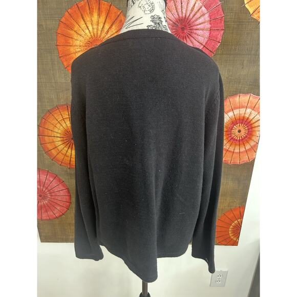 Woman’s Black Cotton Blend Cardigan W /Cardinals Holiday Grandma Chic Sz XL - Picture 5 of 6
